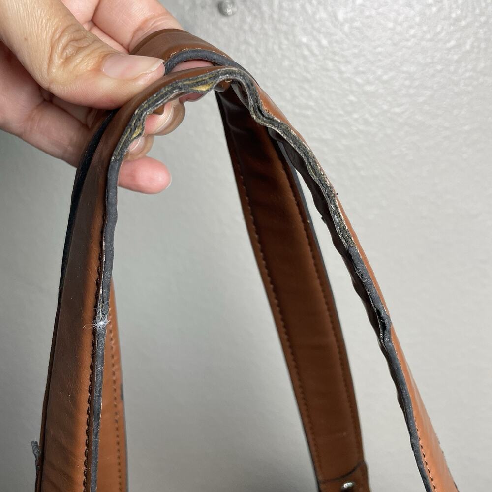 Etienne Aigner Double Handle Purse Hand Bag Snake Print Brown Magnet Close Flaws - Picture 6 of 14
